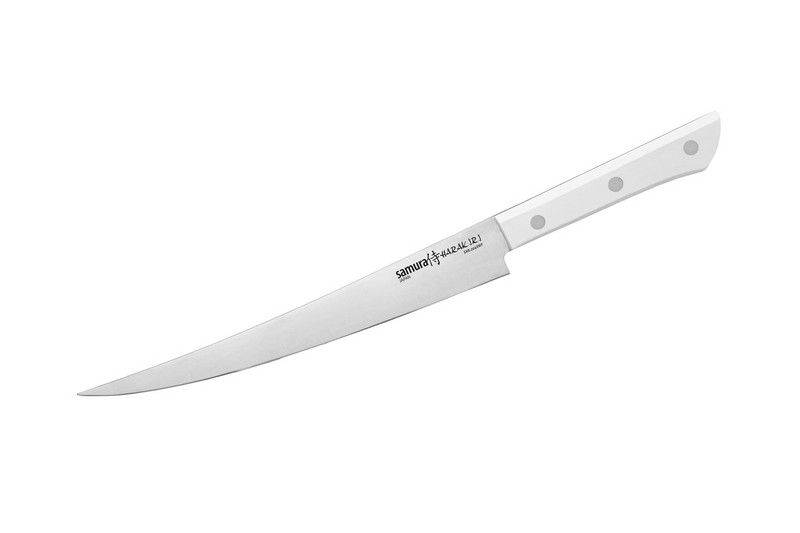 Нож кухонный филейный Fisherman Samura Harakiri, 224 мм, белая рукоять