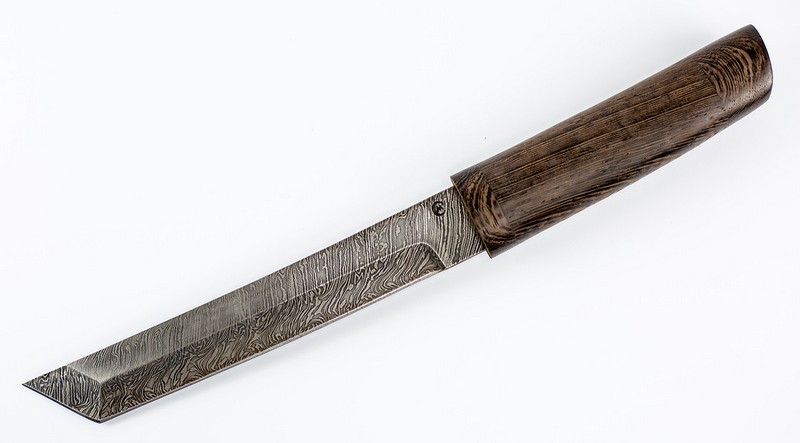 Нож Танто из Дамаска, рукоять и ножны венге